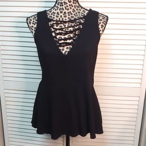 Torrid Strappy Black Peplum Top